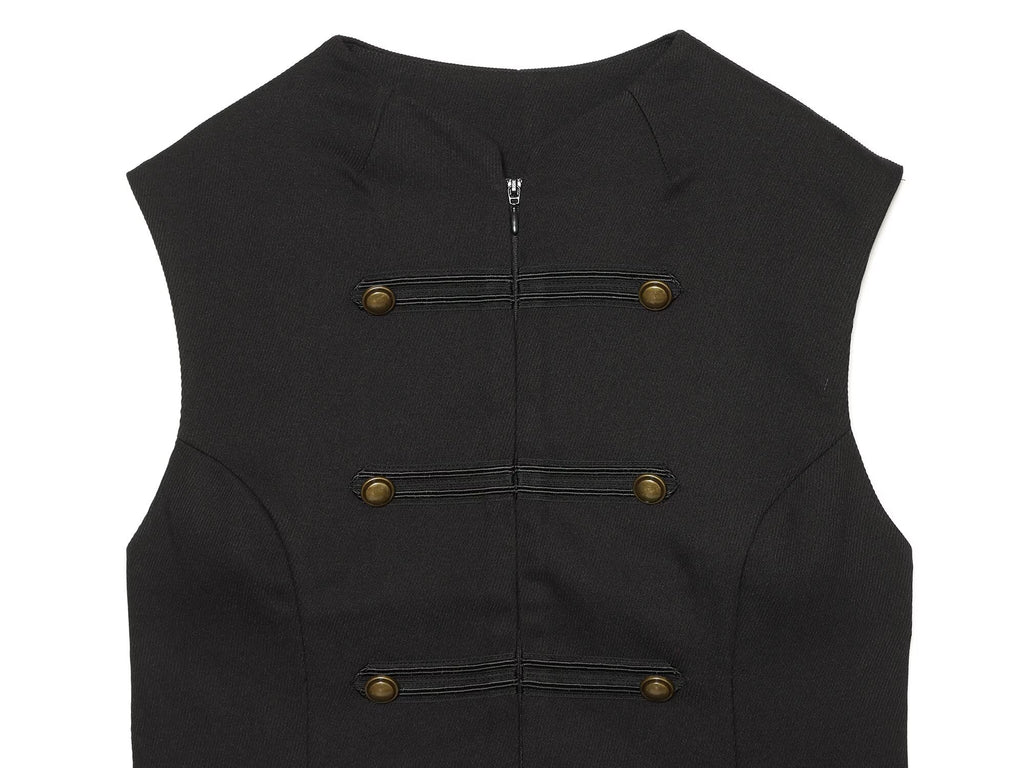 Women's slim double breasted twill vest