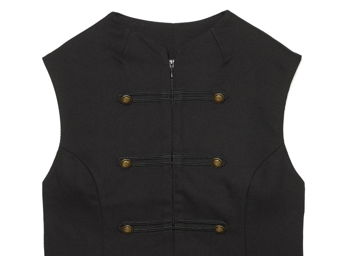 Women's slim double breasted twill vest