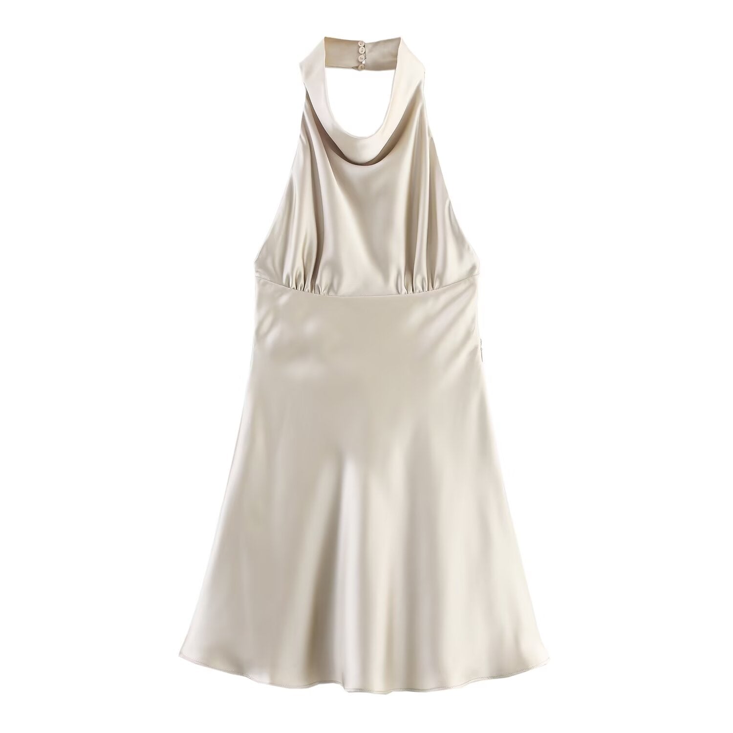 Women's new fashion backless bow decoration satin texture mini dress