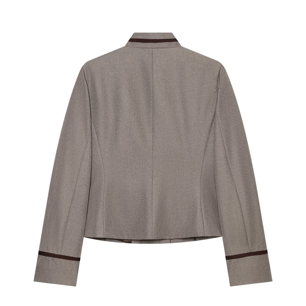 Women's patchwork trimmed short skirt style Blazer Coat