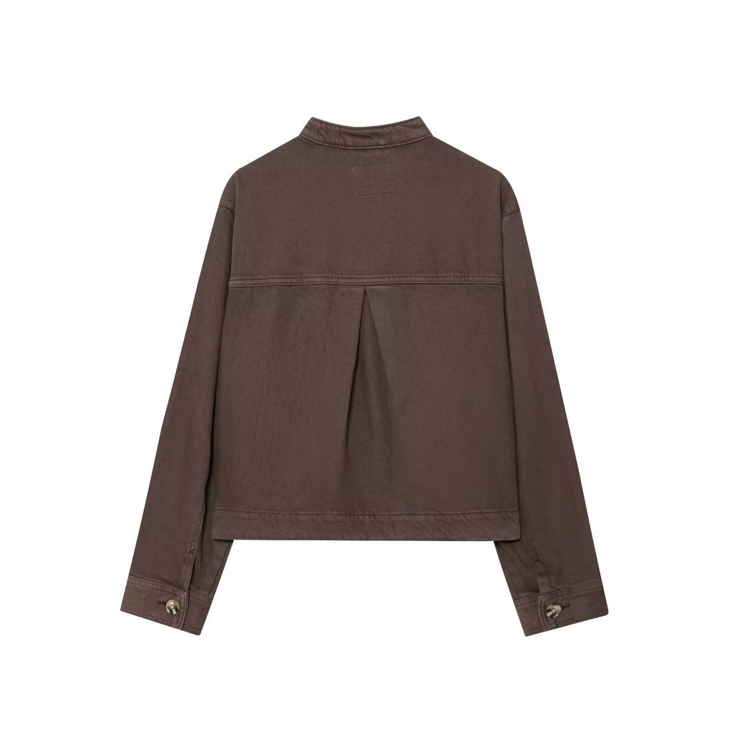 Women's 2025 new fashion casual stand collar twill coat
