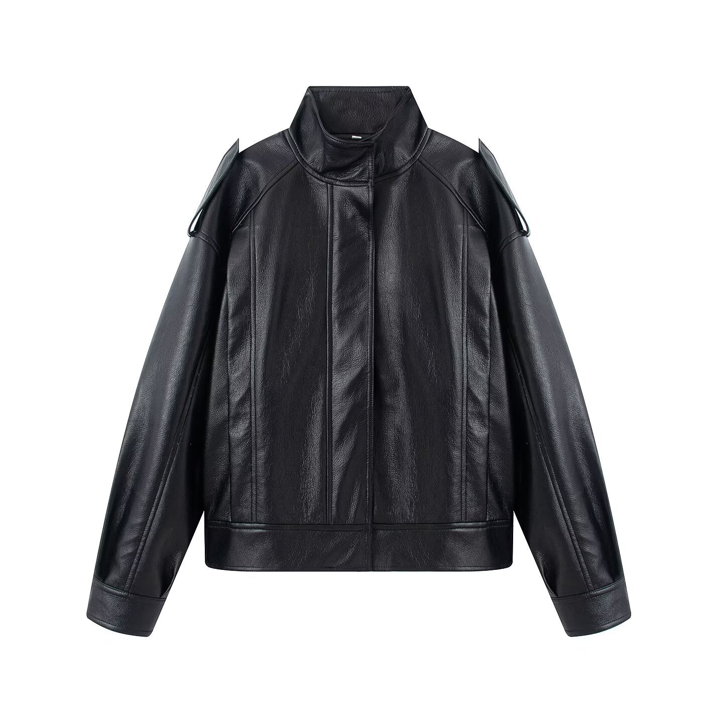 Women's black faux leather pilot jacket Coat
