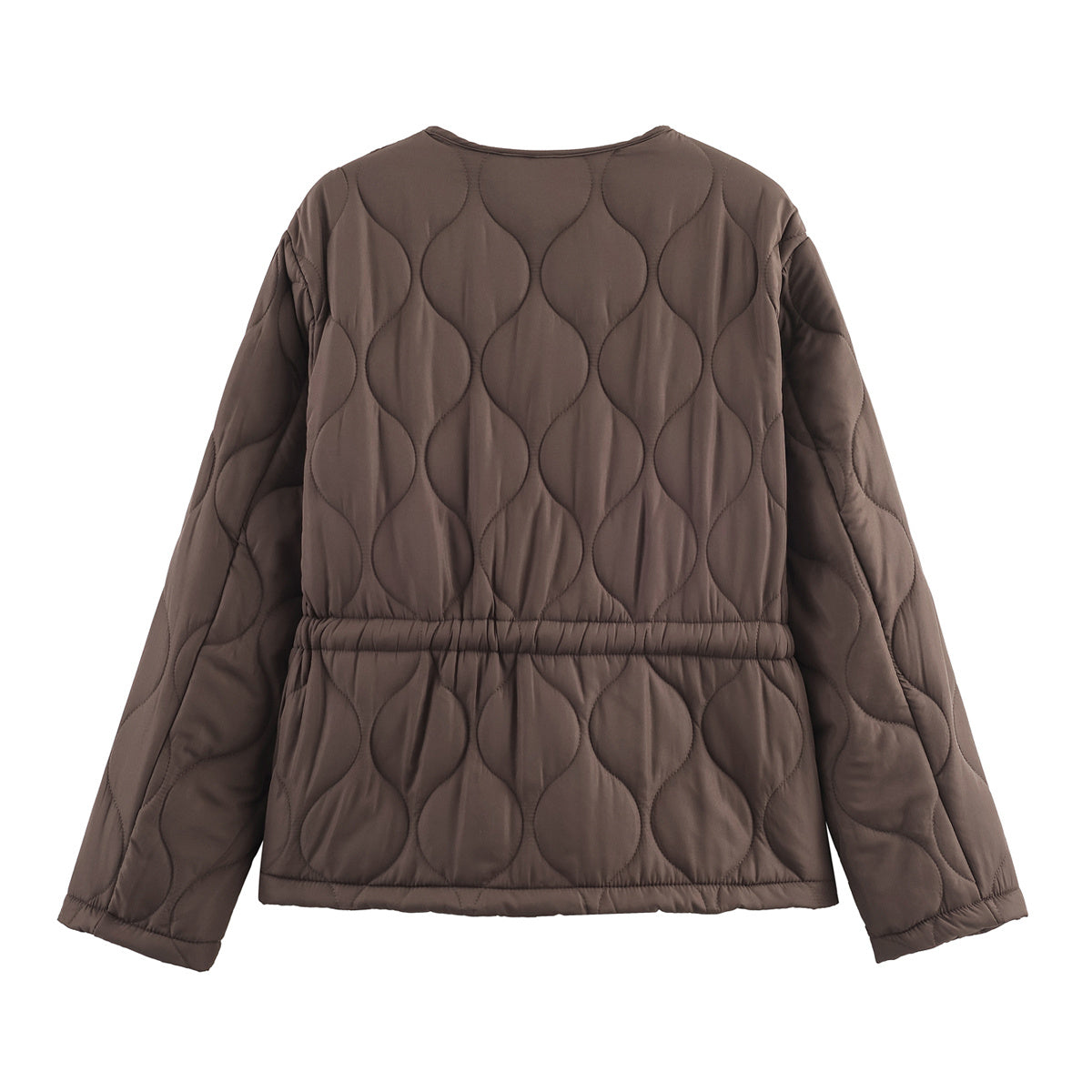 Women's with Belt round neck zipper cotton Coat