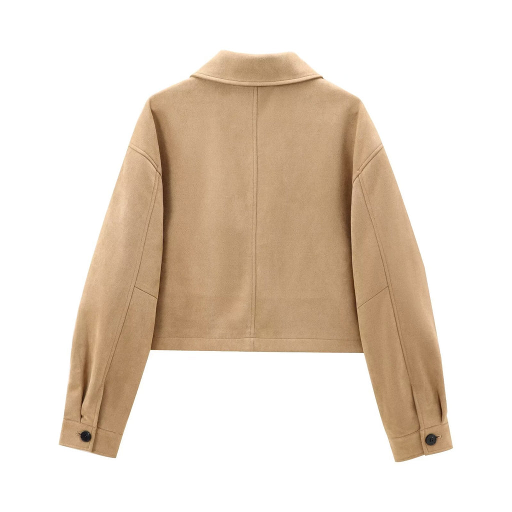 Women's new fashion short single breasted leather jacket Coat