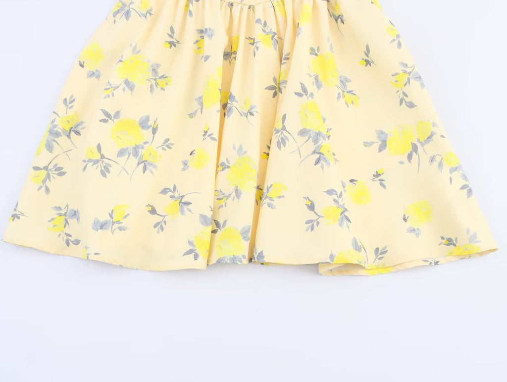 Women's New Fashion Flower Printed Poplin suspender Mini Dress