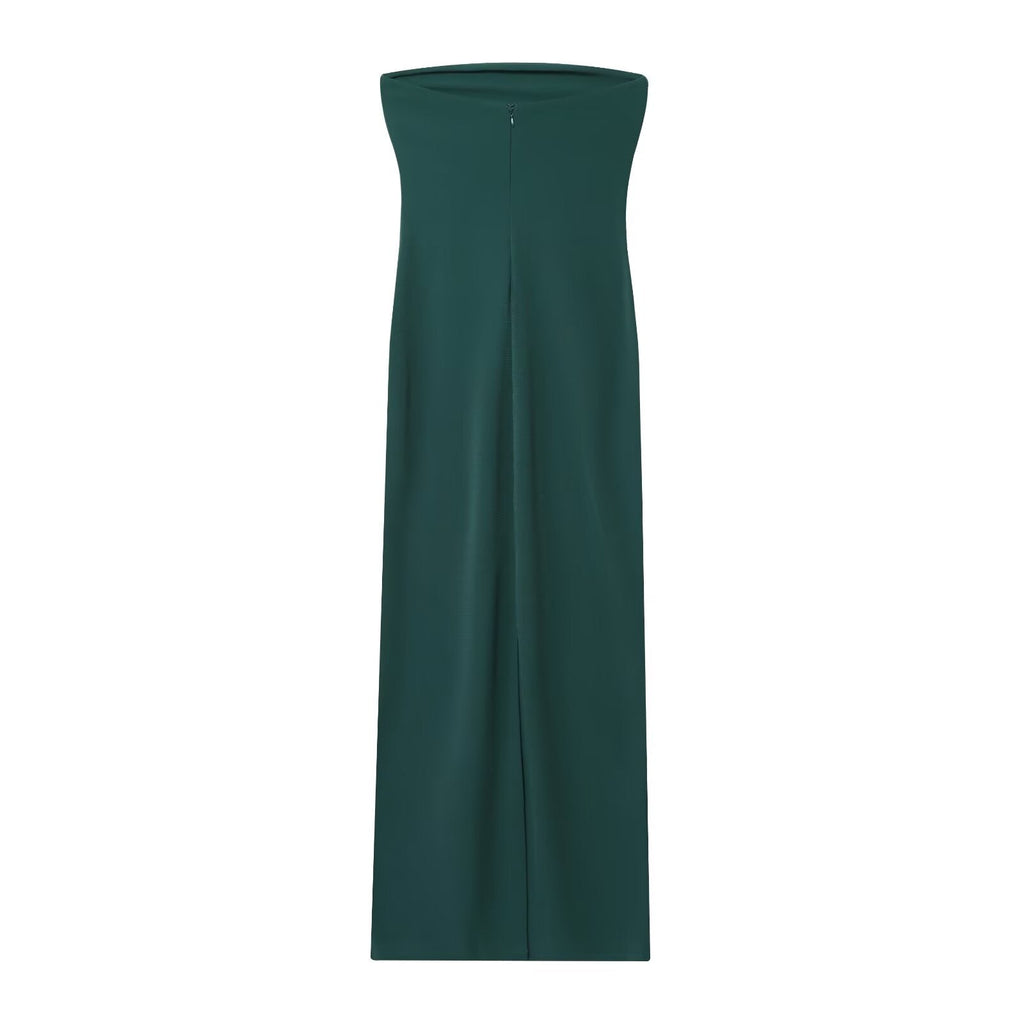 Women's new fashion sleeveless tight backless strapless MIDI dress