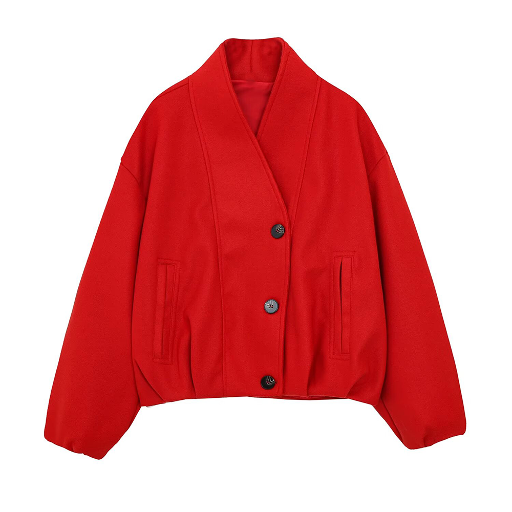 Women's soft textured stand collar jacket Coat