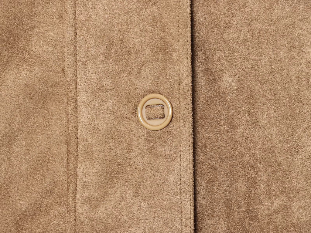 Women's 2025 new fashion suede texture lapel faux leather Coat