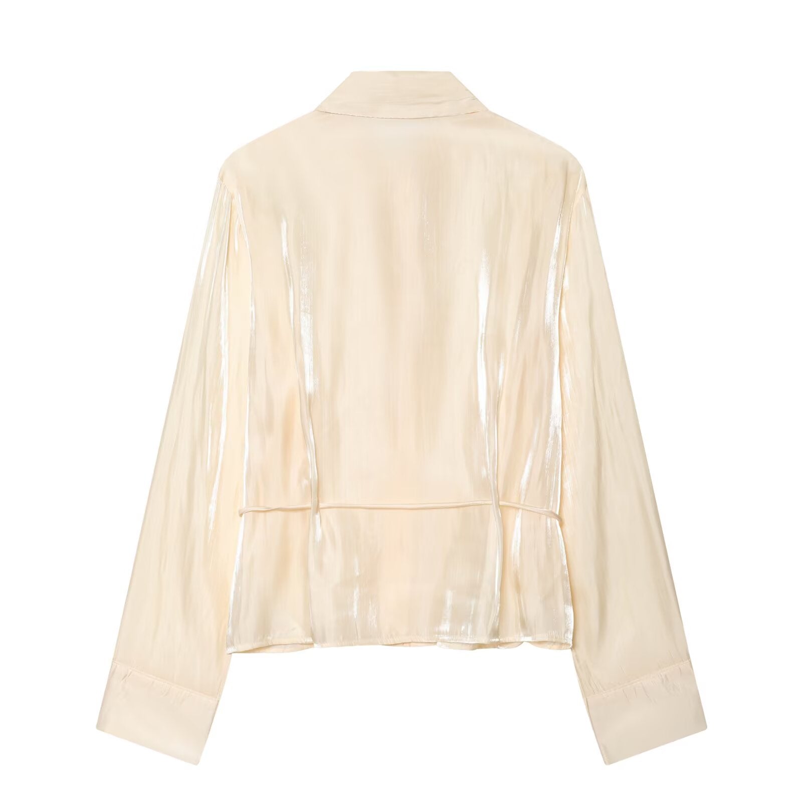Women's metallic effect paired with belt shirt