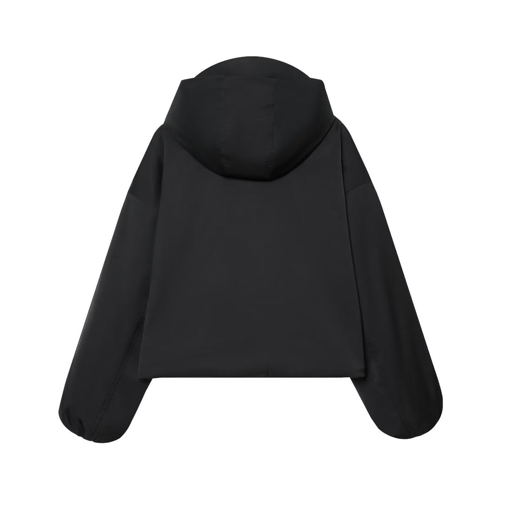 Women's new fashion black hooded waterproof windproof jacket Coat