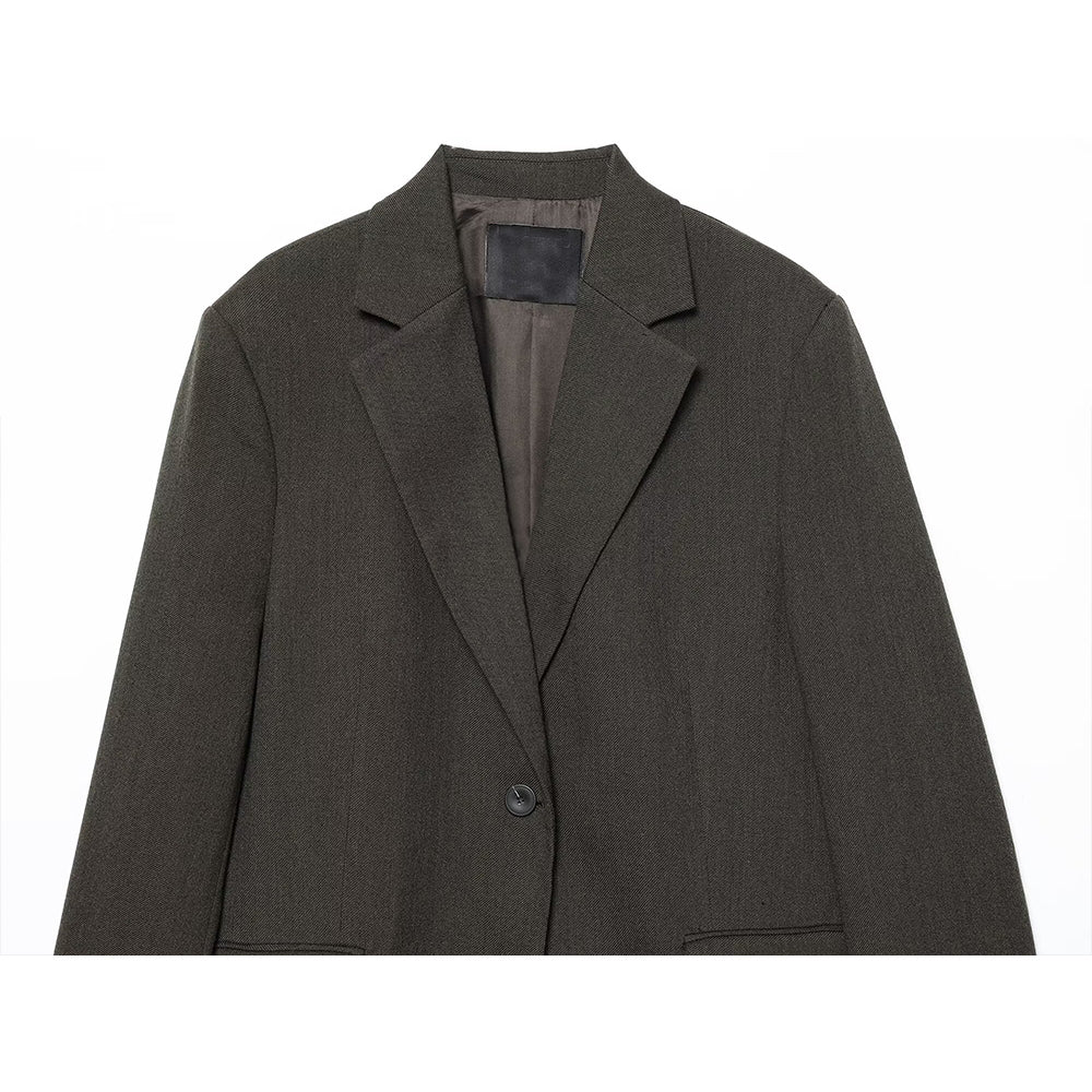 Women's new fashion loose single breasted blended suit jacket