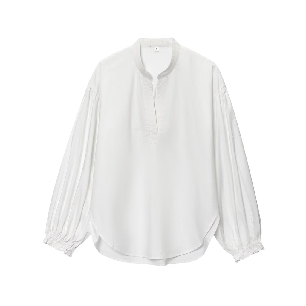 2025 Women's New Fashion Casual V-neck Bubble Sleeve Shirt Top