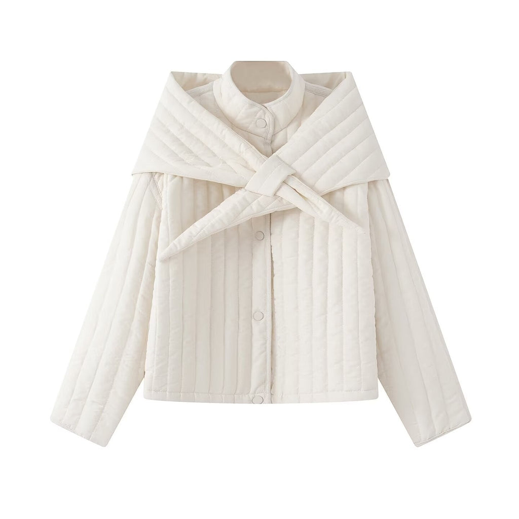 Women's winter New detachable scarf design stand collar cotton Coat