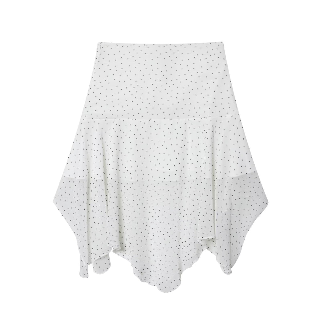 Women's chic Fashion polka dot asymmetrical MIDI skirt