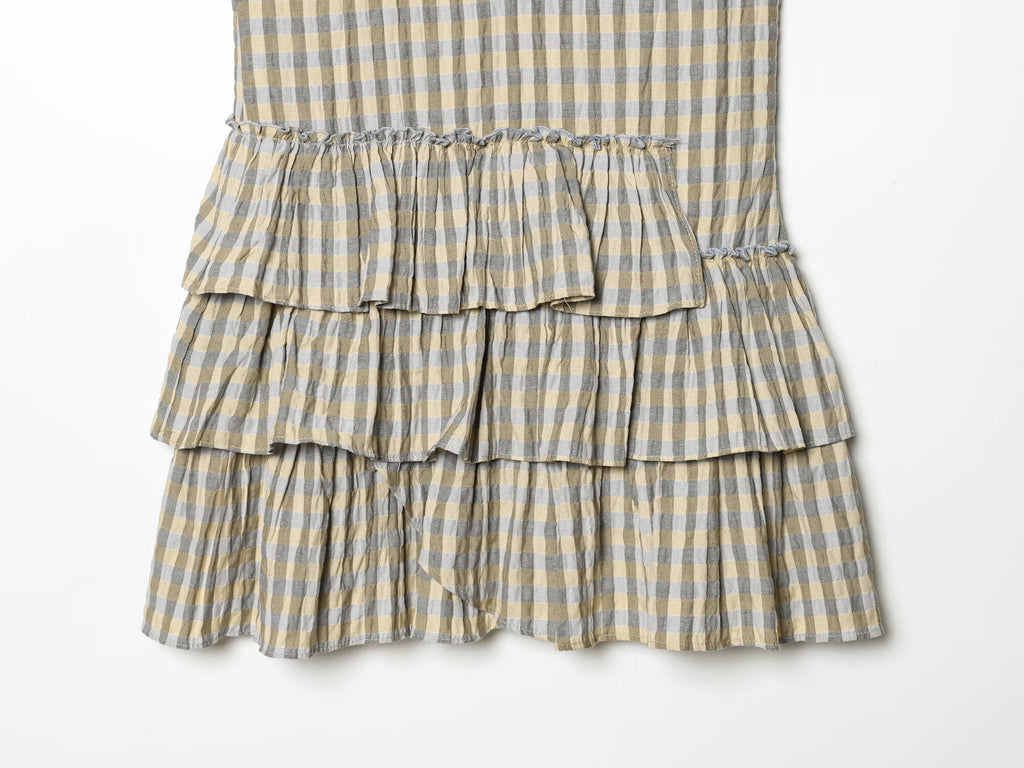 Women's layered decorative plaid suspender dress