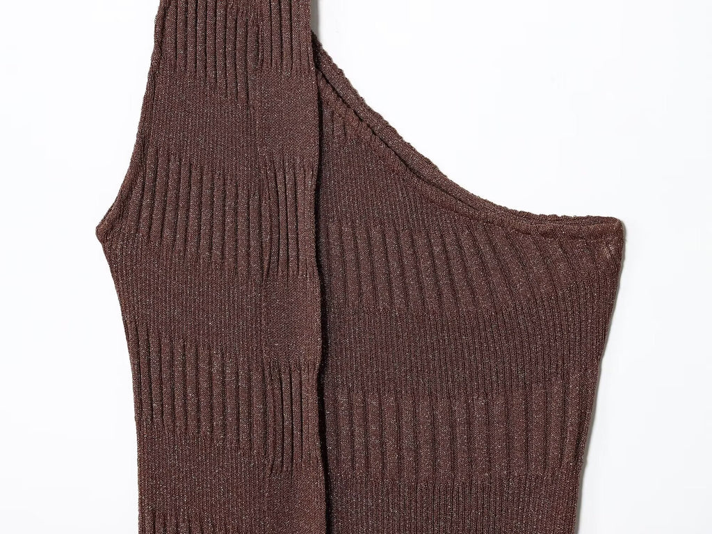 Women's New Fashion Scarf Decoration Asymmetric Knitted Midi Dress