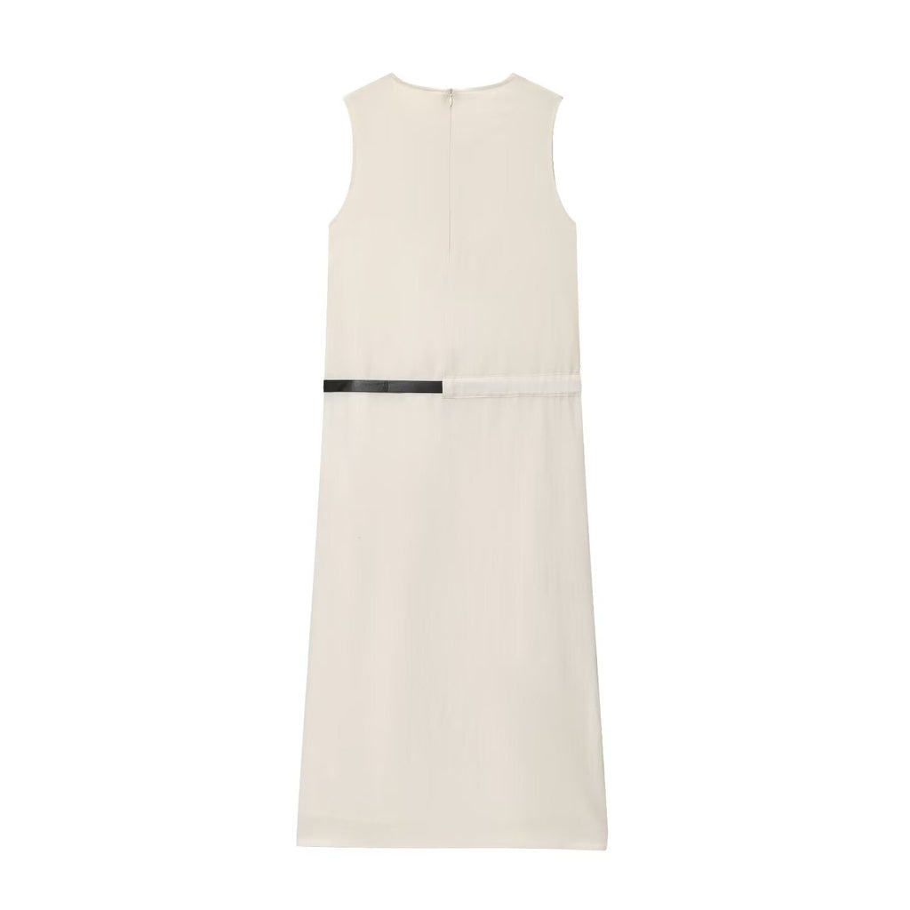 Women's New Fashion With Belt Comfortable Sleeveless Midi Dress