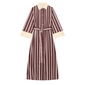 Women's with belt striped shirt style MIDI dress