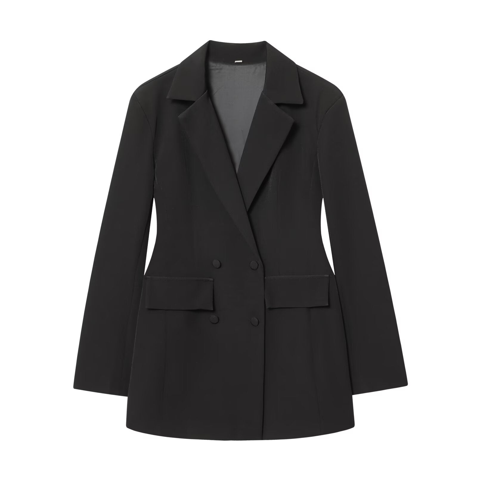 Women's solid slim double breasted Blazer Coat
