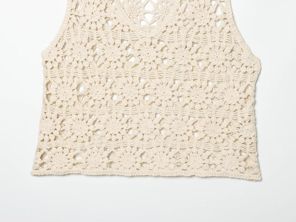 Women's casual hollow knitted vest