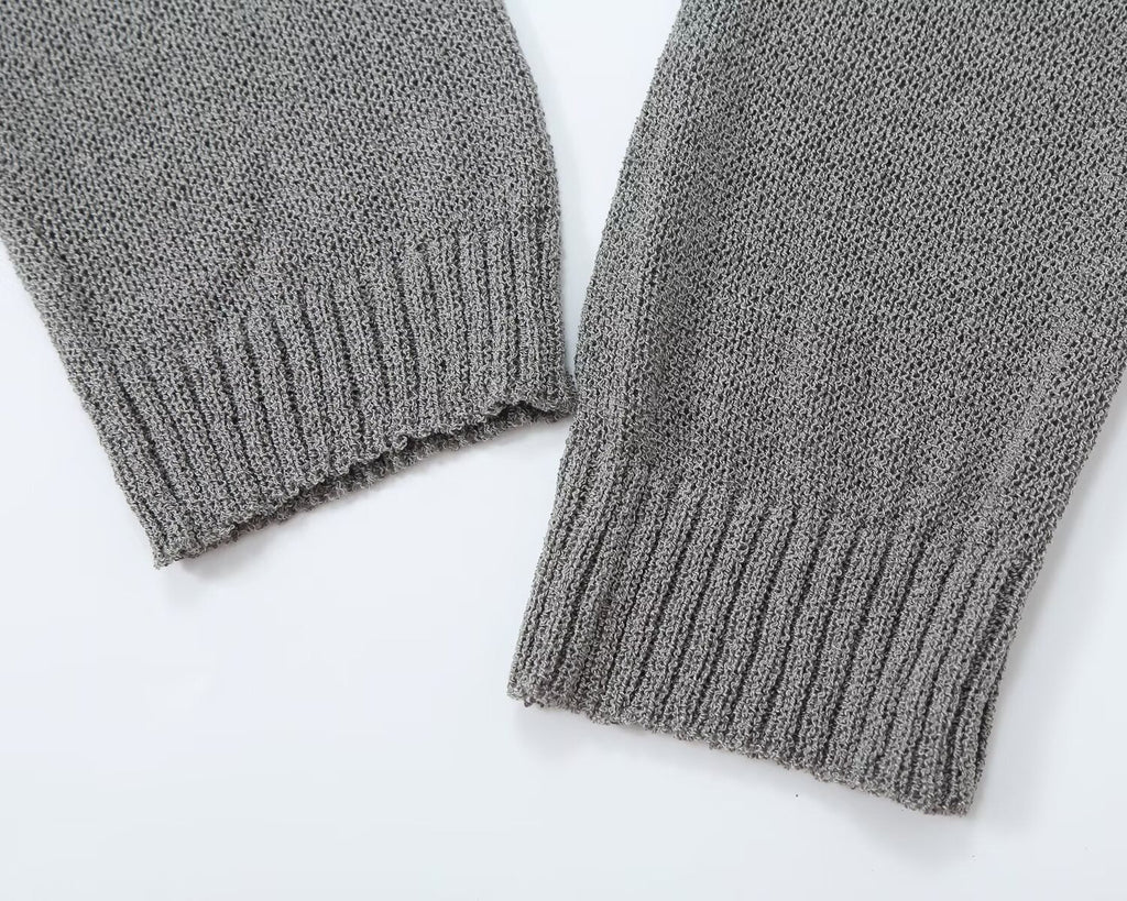 Women's round-necked button-up knit Coat