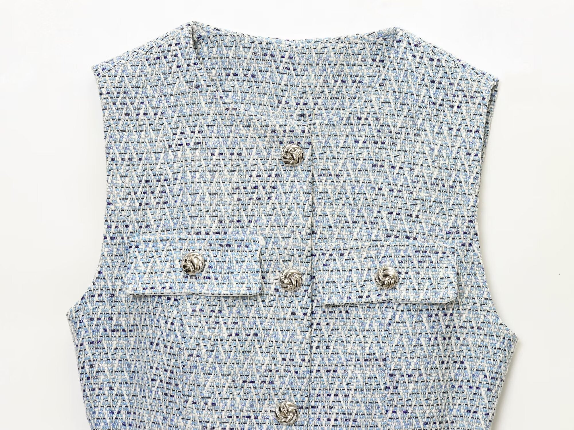 Women's with Belt bead decoration textured vest