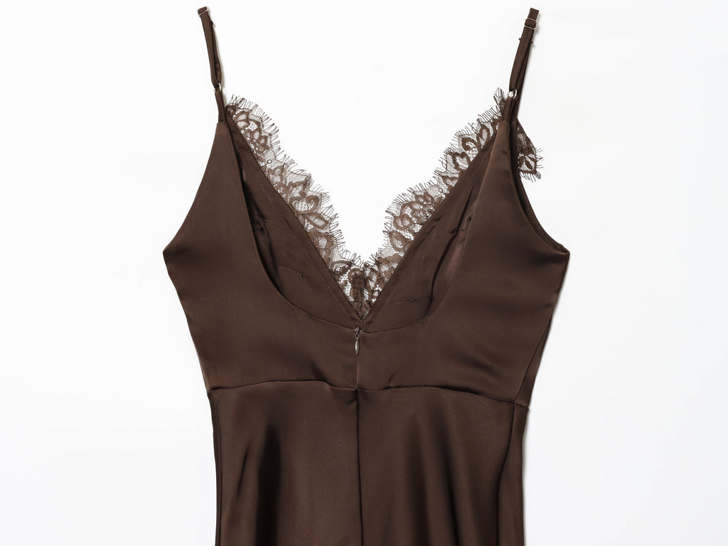 Women's New Fashion Sexy V-neck Lace suspender Mini Dress