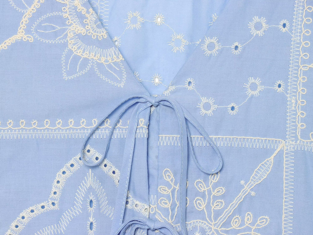 Women's bow decoration hollow embroidery shirt