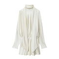Women's 2025 new fashion scarf decoration satin texture mini dress