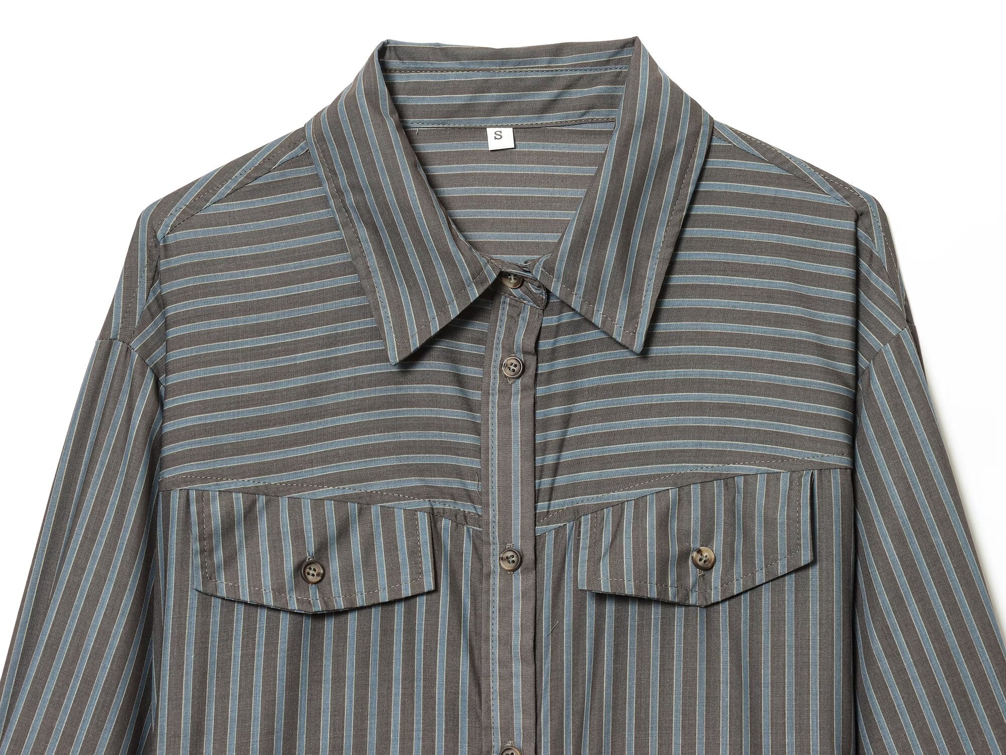 Women's new fashion casual striped poplin shirt