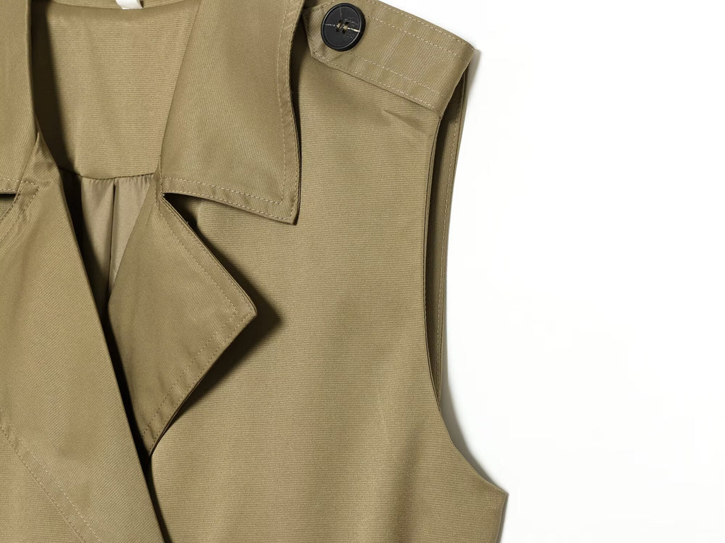 Women's with belt casual double breasted vest