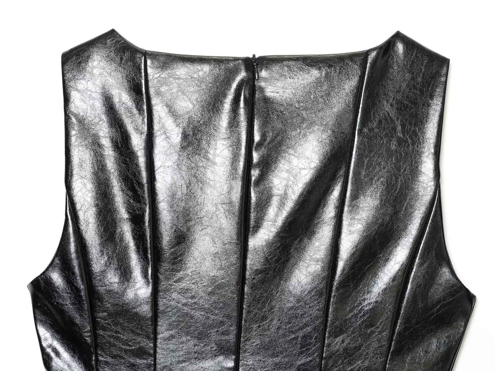 Women's New With Belt Short Faux Leather Effect Top
