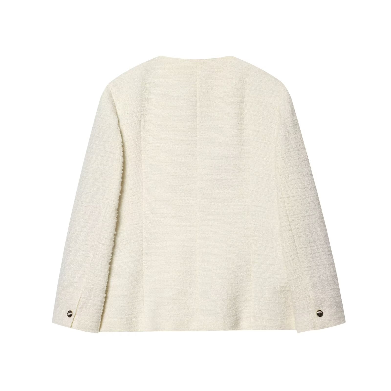 Women's round neck textured Blazer woolen Coat