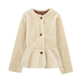 Women's faux fur effect round neck jacket Coat