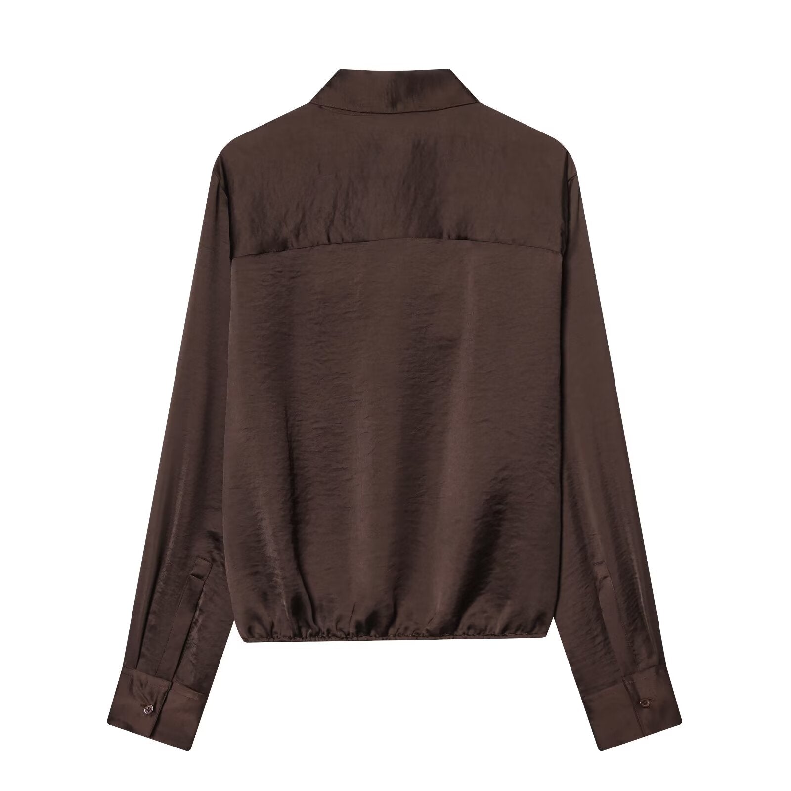 Women's with drawstring satin textured shirt
