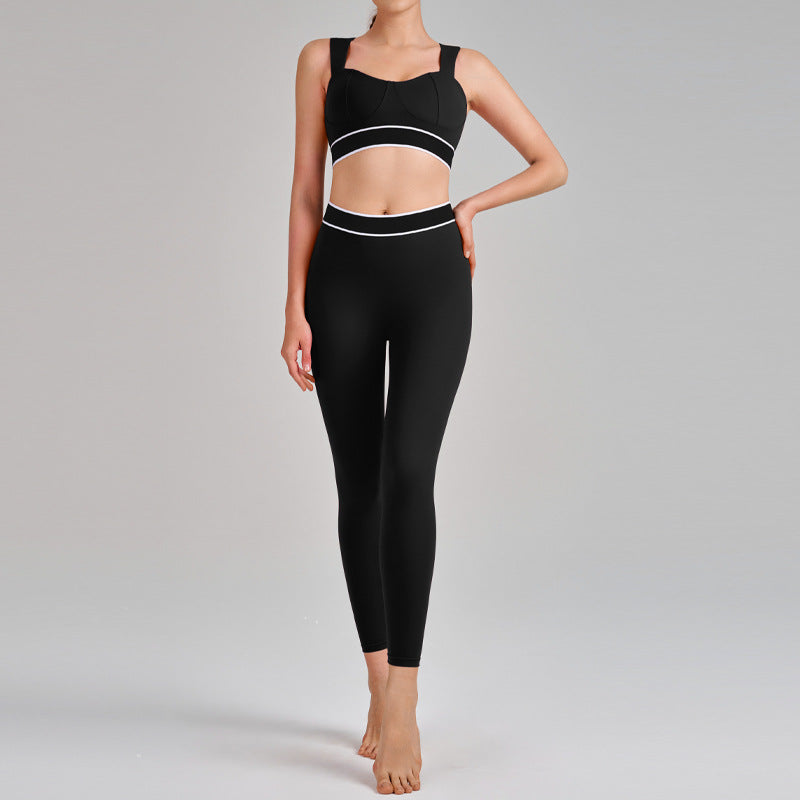Women's new yoga clothes, high waist, hip, abdomen, sling and beautiful back running sports bra suit