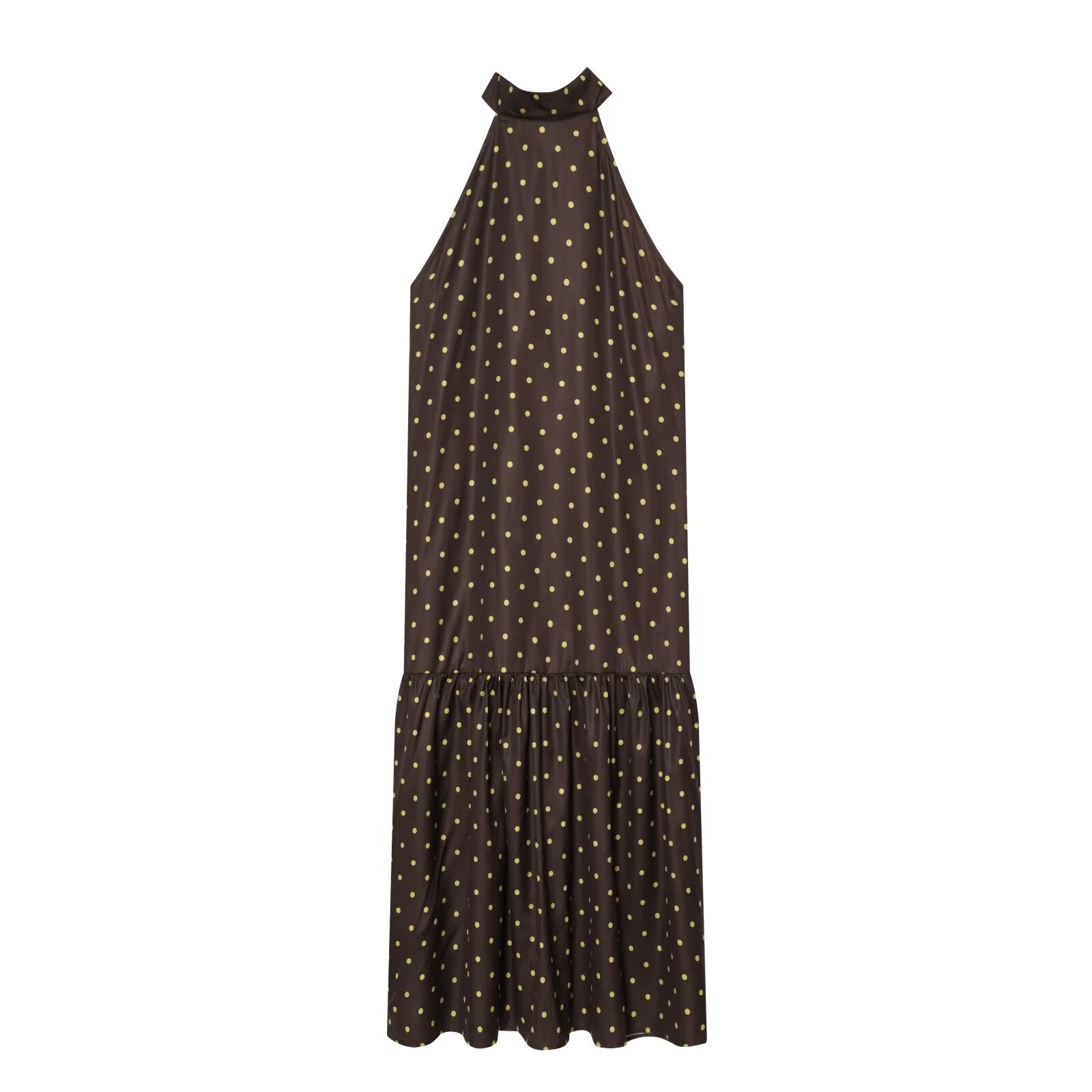 Women's polka dot hanging neck MIDI dress