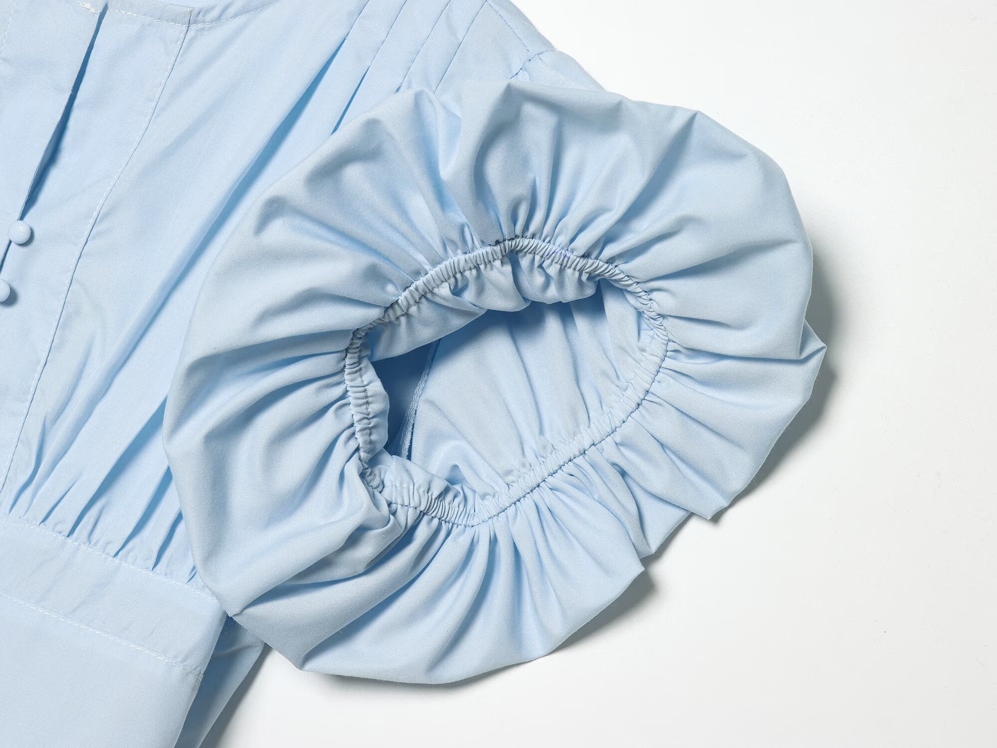 Women's bubble sleeve pleated decorative shirt