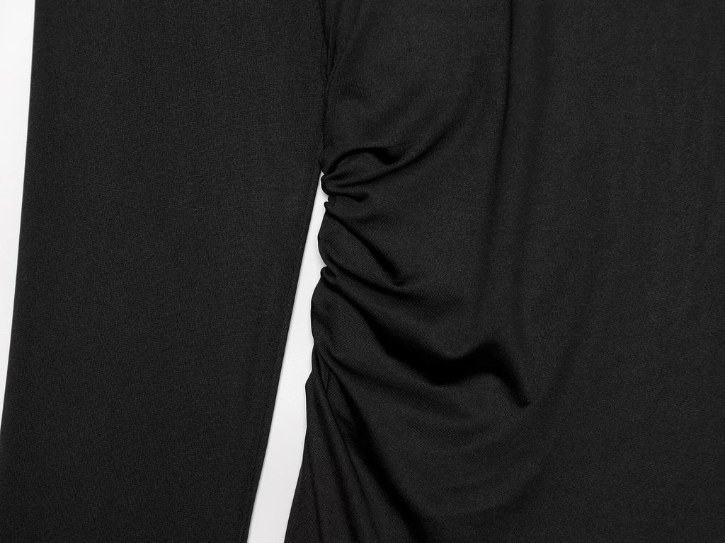 Women's with shoulder pads slim pleated MIDI dress