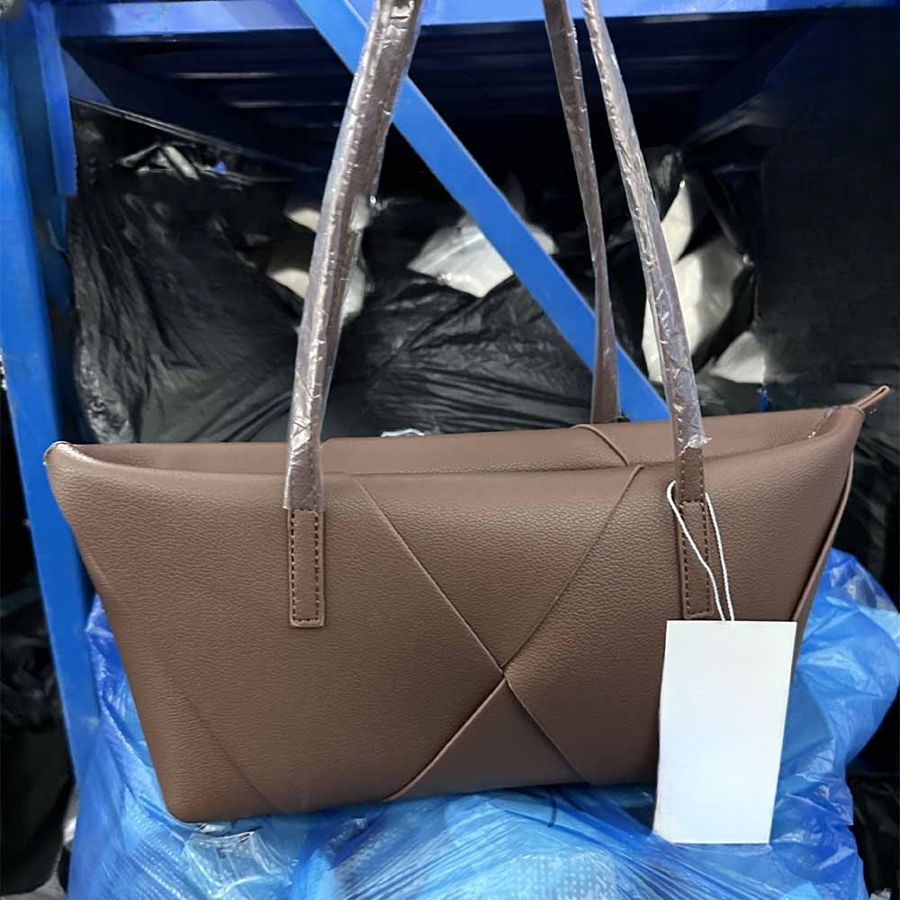 Women's new stitching contrast shoulder bag large commuter handbag