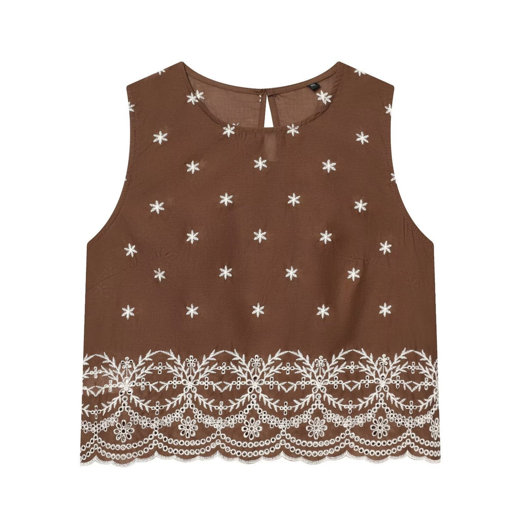 suit Women's 2 pieces hollowed out embroidered top+Skirts