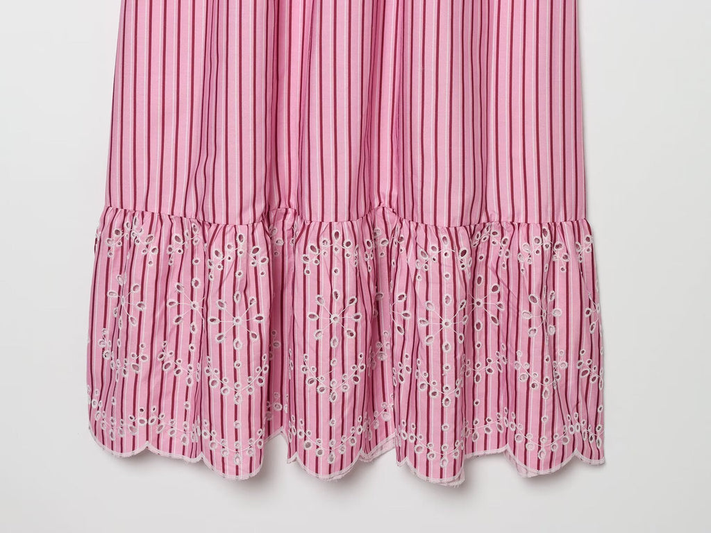 Women's bow wide shoulder strap striped dress
