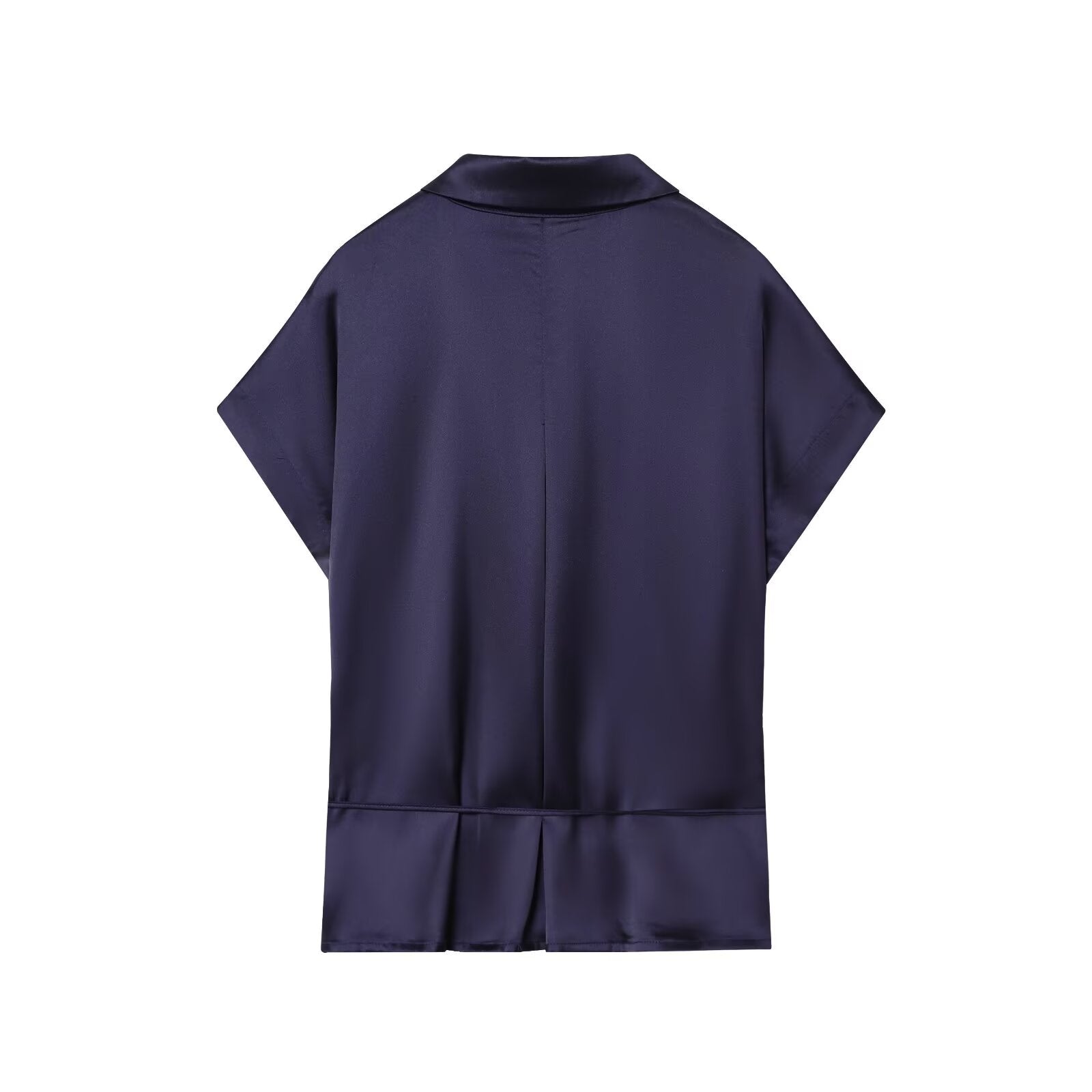 Women's new fashion with Belt short sleeved satin textured shirt+Pants suit