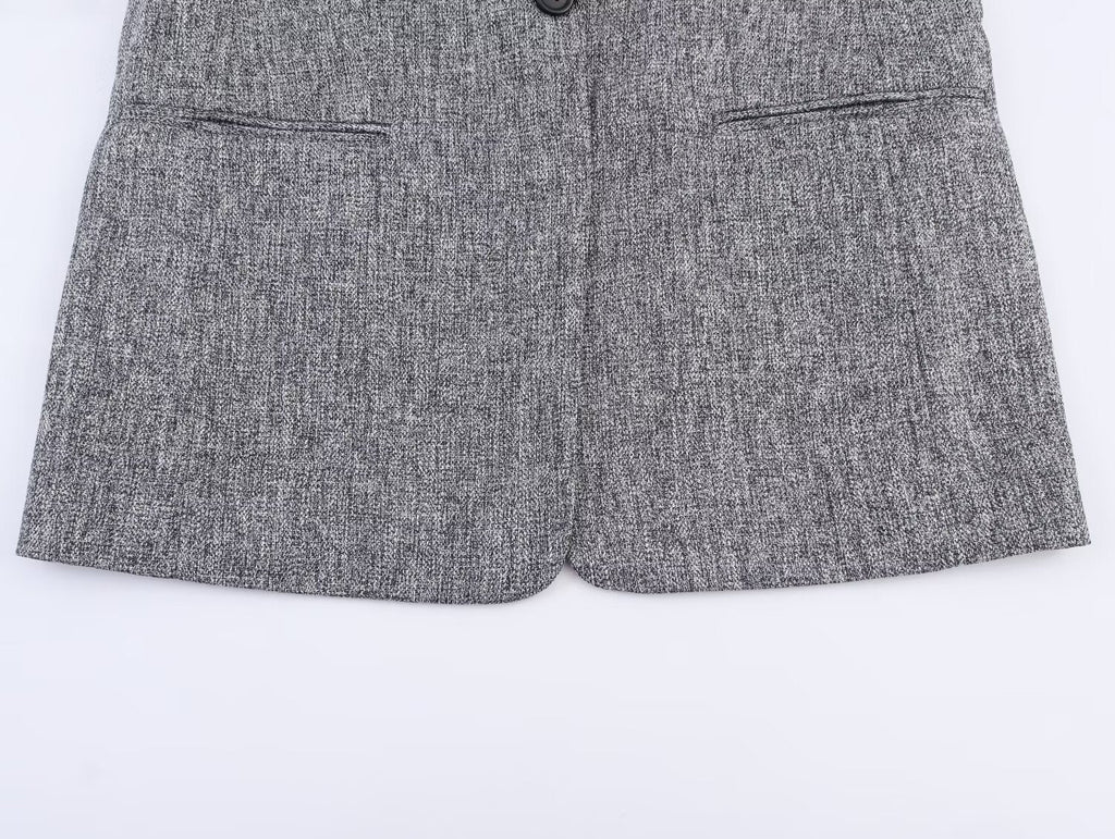 Women's new fashion pleated sleeve casual Button-up suit jacket