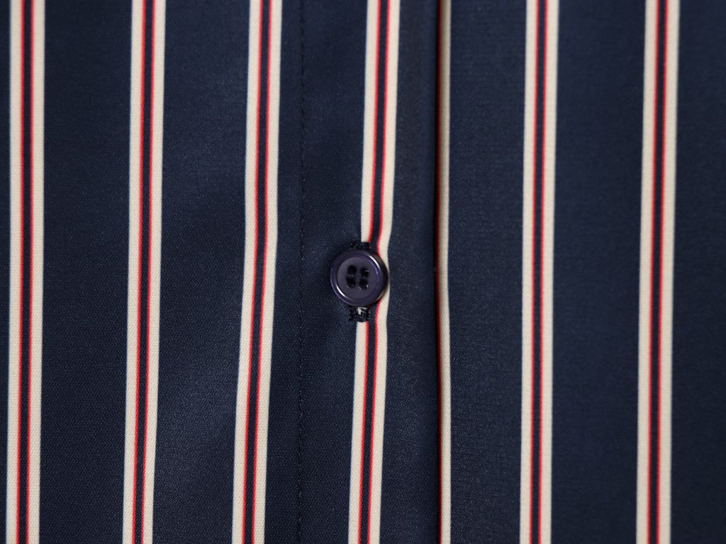 Women's casual lapel striped Button-up shirt