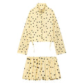suit Women's 2 pieces short drawstring pleated polka dot Coat+Shorts