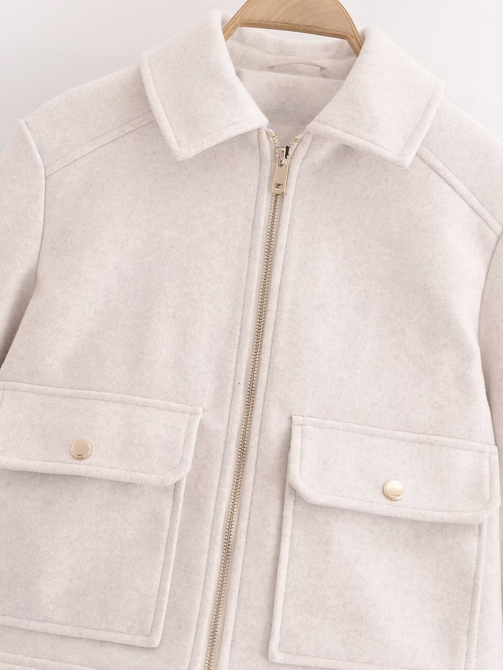 Women's new fashion warm short zipper woolen jacket Coat