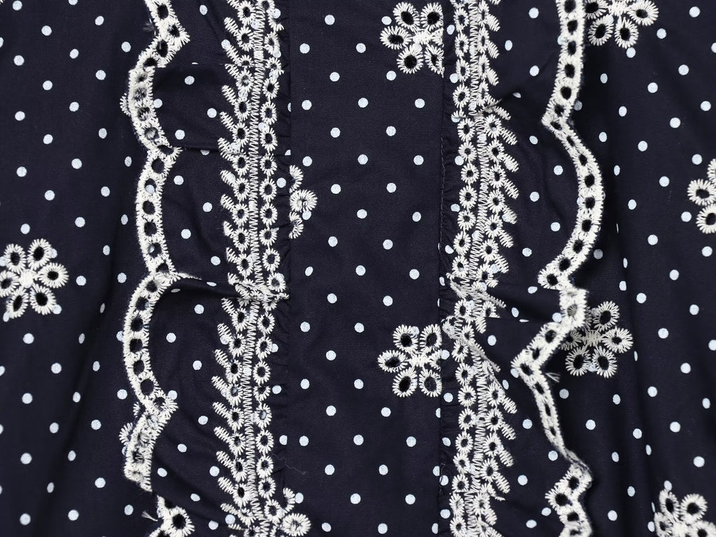 Women's hollowed out embroidered polka dot shirt