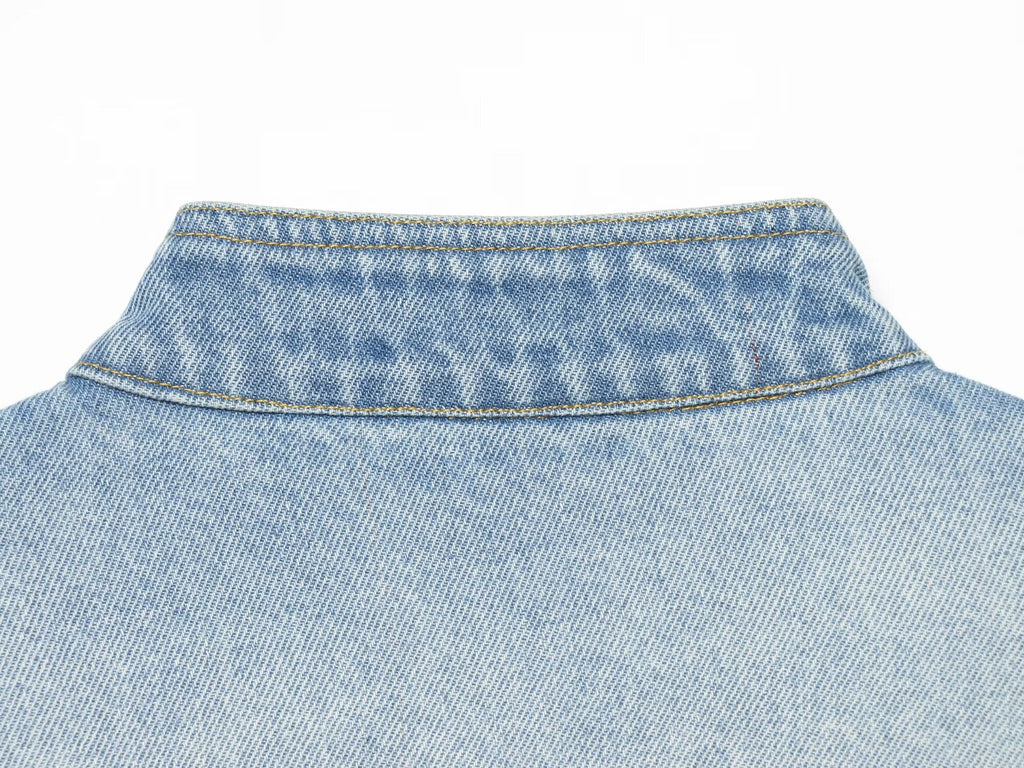 Women's long sleeved stand collar denim jacket