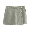 Ladies' new fashion asymmetrical design slim single breasted denim shorts Skirts